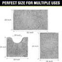 Bathroom Rugs Sets 3 Piece Extra Soft and Absorbent Shag Bathroom Rugs, Machine Wash Mat, Strong PVC Non-Slip Underside, Plush Carpet Mats (Light Grey)