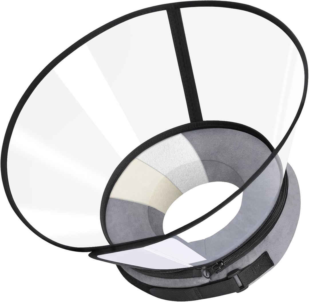 Sponge Core Dog Cone, Inflatable Dog Cone Collar Alternative, Dogs Donut Collar After Surgery, Soft Cone for Large Medium Small Dogs to Stop Licking, No Inflation Required, Clear View(Size 7, Gray) (Size 7(Neck: 18.0"- 20.0"))