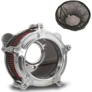 For harley davidson air cleaner filter sportster Touring street glide road king electra Dyna Softail motorcycle air intake (Chromed- red filter, C-For Touring 2008-2016)