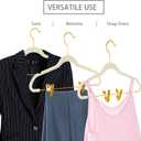 MIZGI Premium Velvet Pants Hangers with Adjustable Clips (Pack of 20) - Slim Skirt Hangers - Non Slip Felt - Ivory/Gold