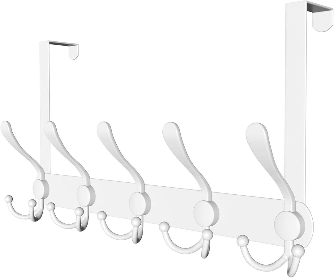 Over The Door Hooks,Coat Rack for Hanging Clothes Hat Towel (Heavy Duty White 1pcs)