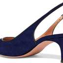 Divanne Slingback Pumps, Women's Pointed Toe Low Heel Sandals Slingback Strap Kitten Heel Pumps Evening Party Wedding Shoes-Navy Blue Suede-7M US