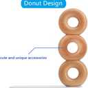 Book Ends for Shelves, 2 Handmade Walnut Wood with Metal Base Decorative Bookends for Heavy Books, Donut Cute Bookshelf Accessories,Unique Minimalist Shelf Decor for Living Room,Kitchen,Office