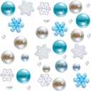 SUNNYCLUE 10000+Pcs Christmas Vase Filler Winter Vase Filler Blue Candle Fillers Faux Pearl Beads Floating Candles Centerpiece Jar Fillers Set Snowflake Cabochons Silver Glitter Powder for Home Decor