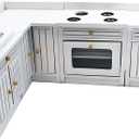 Dollhouse Decoration Accessories,1:12 Dollhouse Miniature Furniture Wooden Kitchen Cabinet Set Freely Combined (White)