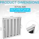 Range Hood Baffle Grease Filter for Restaurant Exhaust Hoods | Stainless Steel Kitchen Hood Filter 15.7" W x 15.7" H | UL/NSF Listed, 15.7"W x 15.7"H Inch 4 Grooves Hood Filters (1, 15.7" X 15.7")