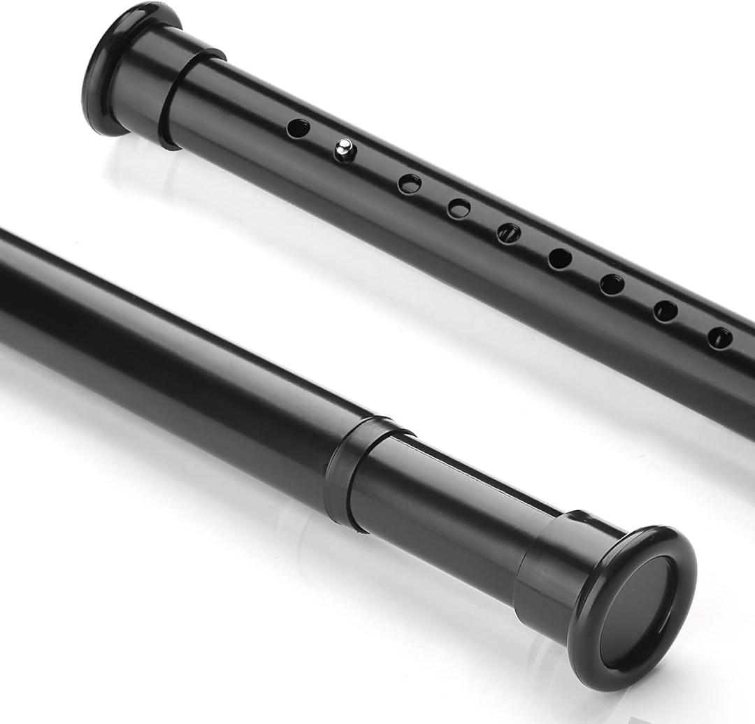 Heavy-duty Tension Curtain Rod, 28-43 Inch,Spring Closet Rod, for Windows or Shower, Easy to Install, No Drilling, No Rust, for Bathroom, Rod Diameter 1.26 Inches (BLACK)