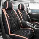 OUTOS Luxury Leather Auto Car Seat Covers 5 Seats Full Set Universal Fit (Bk-Pink 01)
