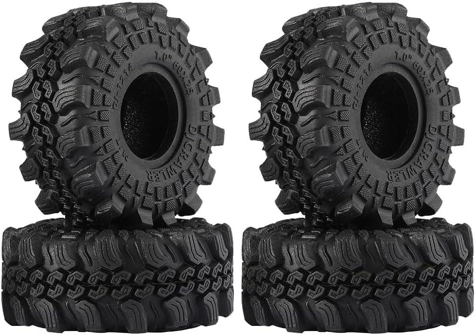 DJCRAWLER 1.0 inch Super Soft Sticky Tires 60x 25 mm for SCX24 TRX4M 1/18 1/24 Remote Control Car Upgrade Comes with Double Layer Sponges