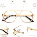 AMOMOMA Retro Aviator Reading Glasses for Women Men, Blue Light Blocking Womens Computer Readers Retro Metal Frame AM6170US