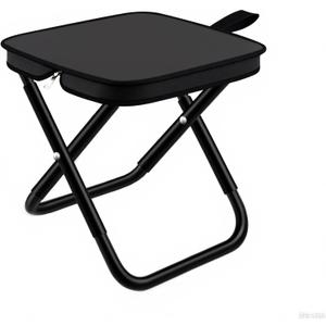 2 Pack 13 inch Folding Stool Portable Camping Chairs with Carry Bag for Outdoor Mountaineering Fishing Hiking Hunting Foot Stool Mini Travel Chair (Black Large)