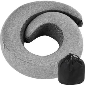 REDOFFTravel Pillow for Neck Support, Memory Foam Neck Pillow for Airplane, Car, Office - Adjustable Strap with Magic Tape, Breathable & Portable with Storage BagGray