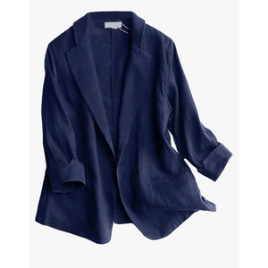 IDEALSANXUN Linen Blazer Women 3/4 Sleeve Lightweight Spring Summer Blazer Jackets L
