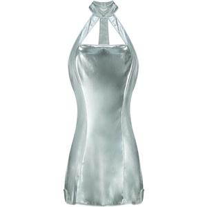 Poboola Silver Metallic Dress Women Fembot Costumes Vanessa Kensington Cosplay Costume Halloween Fancy Dress (Medium, Silver Dress)