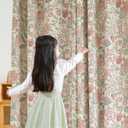 jinchan Nursery Curtains 95% Blackout Pink 84 Inch Long Floral Curtains for Girls Room, Farmhouse Drapes for Living Room Bedroom Darkening Window Treatment Grommet Top Set of 2 Panels