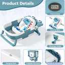 Collapsible Baby Bathtub for Newborns with Thermometer and Soft Floating Cushion Portable and Foldable Travel Baby Bath Tub for Infants to Toddler 0-36 Month (Blue)