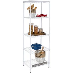 Honey-Can-Do 5-Tier Heavy Duty Adjustable Shelving Unit, 250-lb Per Shelf NSF Certified Metal Storage Rack, White Wire Shelf for Laundry Kitchen Pantry, 24 x 18 x 72 in