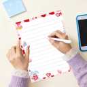 Happy Valentine's Day Letterhead Paper 48 Pcs Red Pink Love Heart Letter Writing Paper - Heart Valentines Day Paper Holiday Paper For Wedding Note Greeting Office Printing 8.5 x 11 Inch