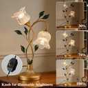19.5in Vintage Floral Table Lamp, Plug-in Dimmable Antique Glass Lamp