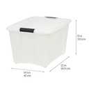 IRIS USA 54 Qt Stackable Plastic Storage Bins with Lids, 6 Pack - BPA-Free, Made in USA - Discreet Organizing Solution, Latches, Durable Nestable Containers, Secure Pull Handle - Pearl