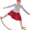Gentle Monster Wooden Wobble Balance Board, 35 Inch Rocker Board Natural Wood, Kids Toddler Open Ended Learning Toy, Yoga Curvy Board for Office & Classroom Adult