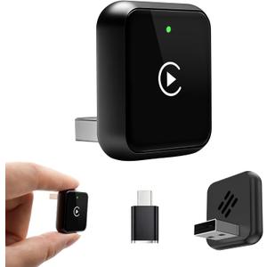 Wireless CarPlay Adapter For iPhone,Upgrade OEM Wired to Wireless CarPlay Zero Lag & Fast 3S Auto-Reconnect Stable, USB-A & USB-C Ready Seamless Hands-Free Integration (Square, Graphite Black)