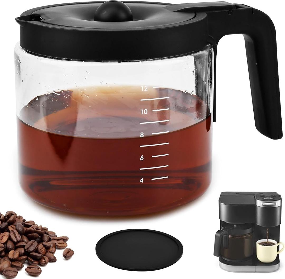 12-CUPS Coffee Maker Glass Carafe Replacement for Keuri-g K-Du o (Not Essentials Model), Replacement 12-Cup Coffee Pot Carafe, Comfortable Ergonomic Handle
