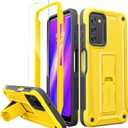 URBANITE for Samsung Galaxy A03S Case, Military Grade Dual Layer Shockproof Protective Cover Case with Screen Protector and Kickstand (Yellow)