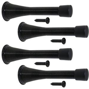 4PCS Bendable Spring Steel Flexible Spring Door Restrictor 3-1/4 Inch Black Spring Door Stop for Kitchen and Bath and Living Room 32460-SD-4