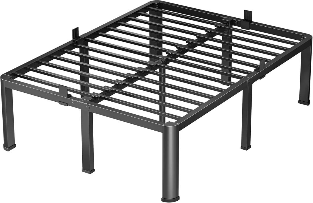 VIPSHOW 18 Inch Queen Heavy Duty 3500 lbs Bed Frame with Round-Corner Legs & Anti-Squeak Design Quick Assembly Metal Platform, No Box Spring Needed