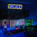 Arcade Neon Sign - Retro Blue & Yellow LED USB Wall Light for Game Rooms & Bars, Hanging Kit Included, Vintage Gift for Gamers & Adults
