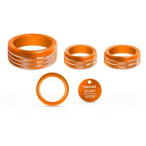 SENSHINE Knob Covers for Ford Maverick 2025 Gear Shift Switch 4WD Engine Start Stop Button Cap Ring Headlight Control Volume Radio Center Console Knob Cover Interior Accessories 5Pcs (Orange)