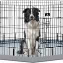 PJYuCien Dog Playpen, 8 Panels 30H Dog Pens Indoor with Bottom Pad, Metal Foldable Pet Puppy Exercise Fence Crate Kennel, Better for Small Animals,Grey