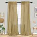 Mrs.Naturall Tan Light Brown Curtains 2 Panels,Linen Sheer Western Rustic Country Burlap Curtains Farmhouse for Living Bedroom,Khaki Camel Colored