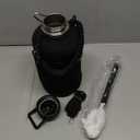 Insulated Water Bottle | Thickened Stainless Steel Vacuum Metal | Portable Sports Half Gallon Large Water Jug for Gym and Hiking with Straw, Carrier Bag, Handle Strap | BPA-Free 64 oz (Advanced Black)