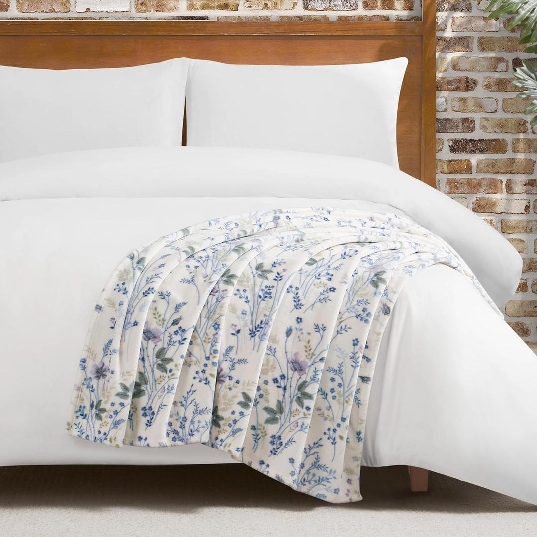 Lucky Brand Wildflower Purple Floral 50"x70" Cozy Plush Blanket - Premium Microfiber Throw for Luxurious Comfort and Style