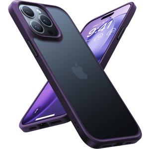 TORRAS Shockproof for iPhone 15 Pro Max Case Purple, [12FT Military Grade Drop Tested] Translucent Slim Protective Matte Hard Back Phone Case for 15 Pro Max Phone Case, Purple
