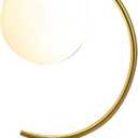 KCO Lighting Mid-Century Bedside Table Lamp Modern Glass Ball Desk Lamp Gold Reading Lamp Moon Shape Metal Table Light for Bedroom Living Room Office
