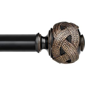 Curtain Rods 32 to 58 Inches (2.6 to 4.8 ft), USFOOK 7/8 Inch Telescoping Splicing Drapery Rods for Windows 20 to 53 Inch, Black Leaf Finials