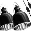 Reptile Light Fixture, 2 Packs 5.5 Inch Deep Dome Lampshade Dimmable, Reptile Heat Lamp Fixture with Separate Switches Fit for UVB Bulb Basking Heat Bulb for Reptile Glass Terrariums