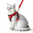 PUPTECK Cat Harness and Leash Set Escape Proof Reflective Cat Walking Harness Adjustable Soft Breathable Mesh Vest for Small Pets, Red, M