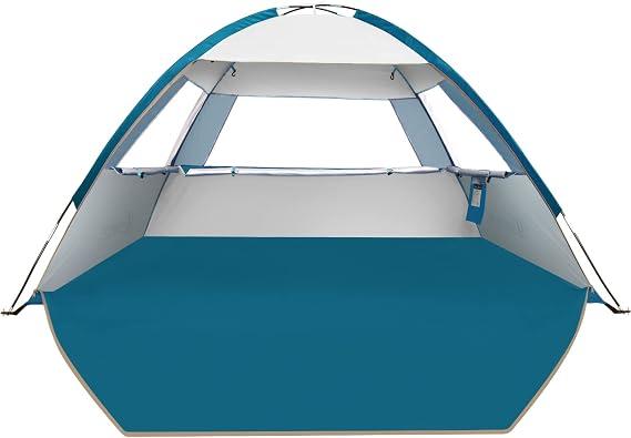 COMMOUDS Beach Tent Sun Shelter for 3 Person, UPF 50+ UV Protection Beach Shade Canopy Tent, Lightweight, Easy Set Up and Carry