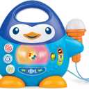 Winfun Penguin Music Player with Microphone for Toddlers 18 Months+ | Sing-Along Toy with Lights, Echo Effect, Animal Sounds, Applause Button | Portable Musical Toy for Kids | Batteries Included