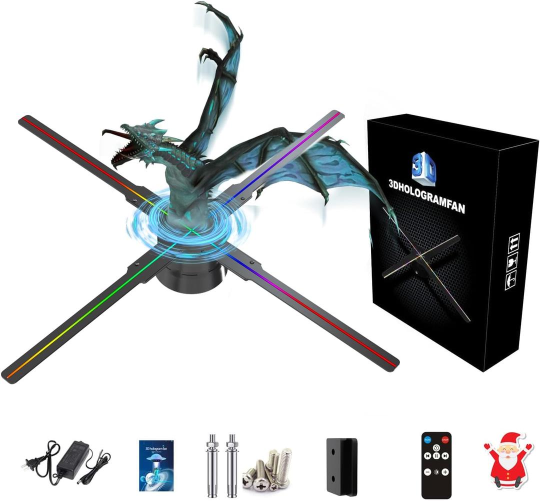 3DHologramFan,18.1" HologramFan with Remote/Bluetooth/WIFI/700 Video Library,Missyou Holographic Fan with HD LED 2000 * 1444PX Resolution Picture Fan Spinner Small for Shop/Bar/Christmas/Halloween