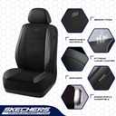 Skechers Air-Cooled Memory Foam Seat Covers,Mesh Thick Car Seat Covers,Piping Leather Car Seat Covers Front Seats,Airbag Compatible,Automotive Comfort Universal FitMost Cars,Vans,Truck,SUV,Black