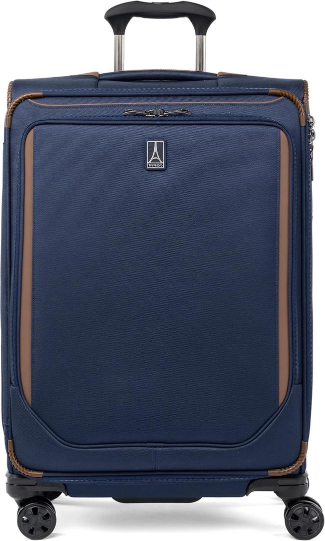 Travelpro Crew Classic Softside Checked Luggage, Blue, 25-Inch | Lightweight & Expandable With 8 Spinner Wheels, TSA Lock & Multiple Interior Pockets, for Men & Women