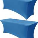 2 x Obstal 6ft Stretch Spandex Table Cover for Standard Folding Tables - 2 Pack Universal Rectangular Fitted Tablecloth Protector for Wedding, Banquet and Party,72L x 30W x 30H Inches, Aqua, 2pc
