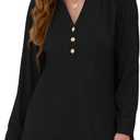 MONNURO Women's Plus Size Tops Henley V Neck Long Sleeve Button Down Shirts Blouses (X-Large Plus)