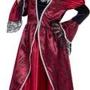 IKALI Girls Vampire Costume Outfit, Kids Princess Fancy Dress Up Gown for Halloween Party (Red)