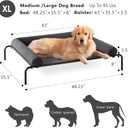 WESTERN HOME Cooling Elevated Dog Bed for Large Dogs, Portable Indoor & Outdoor Raised Dog Bed with Breathable Mesh, Chew Proof Pet Hammock Cots with Removable and Waterproof Bolsters